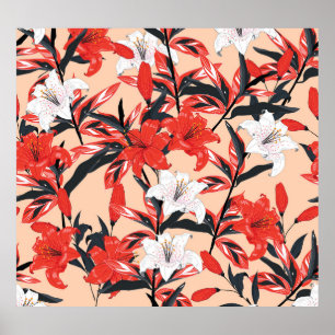 Poster Padrão Botânico Vintage.