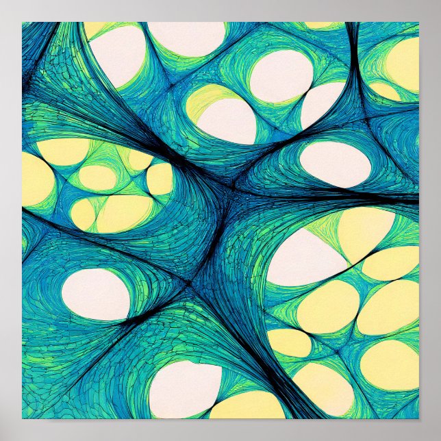 Poster Padrão Branco de Fluxo Elétrico Sem Costura (Frente)