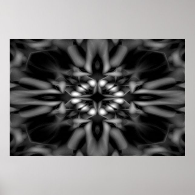 Póster Padrão caleidoscópico preto e branco (Frente)