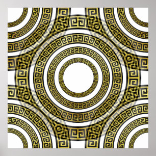 Poster Padrão-chave grego elegante Dourado de padrão luxu