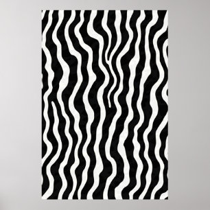 Poster Padrão Clássico de Faixa de Zebra Branca e Preta