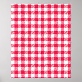 Poster Padrão Clássico de Xadrez Vermelho Country