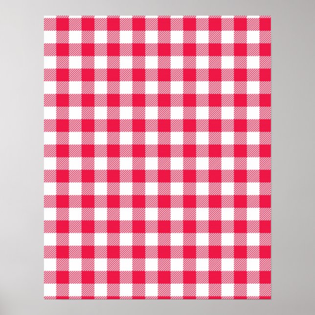 Poster Padrão Clássico do País Gingham Vermelho (Frente)