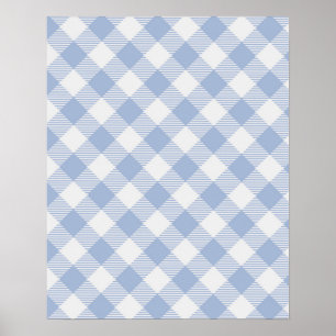 Póster Padrão clássico Gingham azul verificado