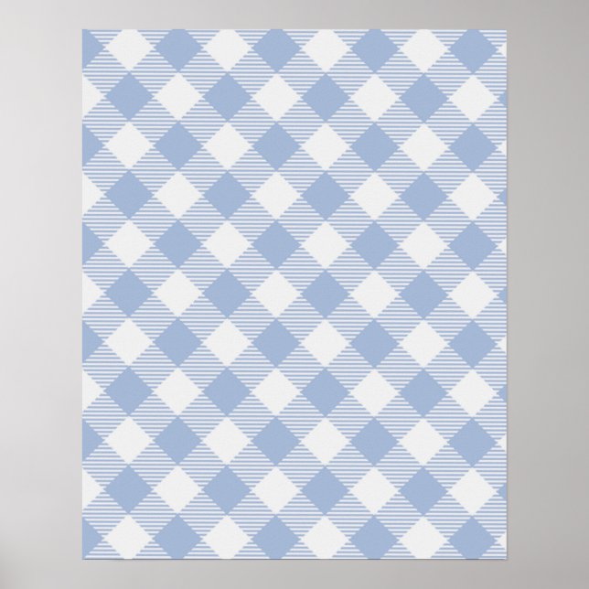 Póster Padrão clássico Gingham azul verificado (Frente)