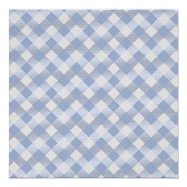 Póster Padrão clássico Gingham azul verificado (Frente)