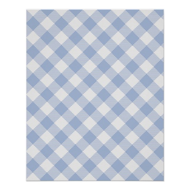 Póster Padrão clássico Gingham azul verificado (Frente)