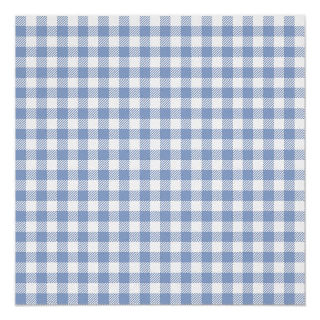Póster Padrão clássico Gingham azul verificado (Frente)
