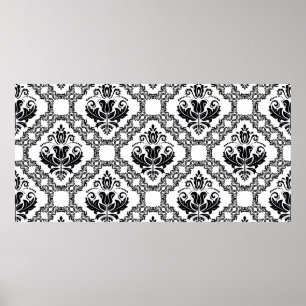Poster Padrão clássico vintage contínuo. Damask oriente