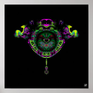 Poster Padrão colorido (ave em crista de ninho semelhante