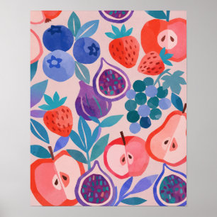 Poster Padrão Colorido de Frutas Mistas Arte Moderna Impr