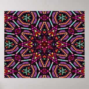 Póster Padrão Colorido de Mosaico Turco Retro em Caleidos