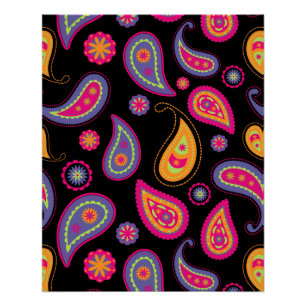 Póster Padrão Colorido de Paisley