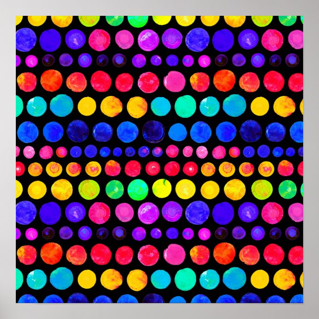 Poster Padrão Colorido de Pontos de Pintura (Frente)