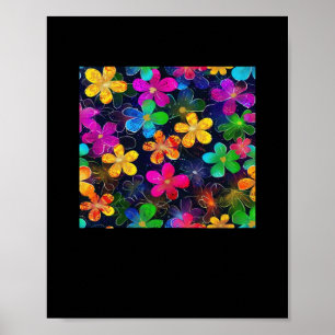 Poster Padrão Colorido Neon - Whimsigoth Cottagecore Blu