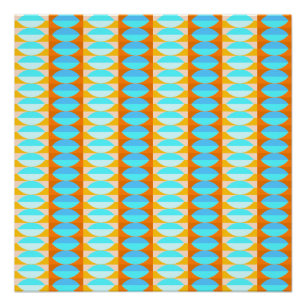 Póster Padrão Colorido Turquesa Azul Laranja Amarelo