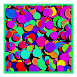 Póster Padrão Colorido Vibrante de Revival Retro