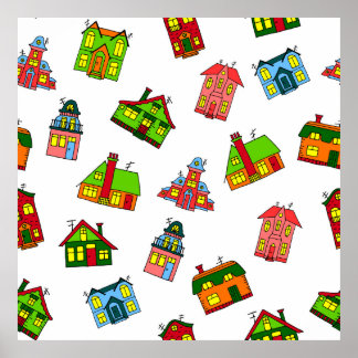 Poster Padrão constante de diferentes desenhos coloridos 