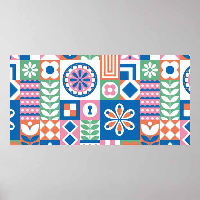 Poster padrão contínuo com abóboras, desenhado à mão em r (Frente)