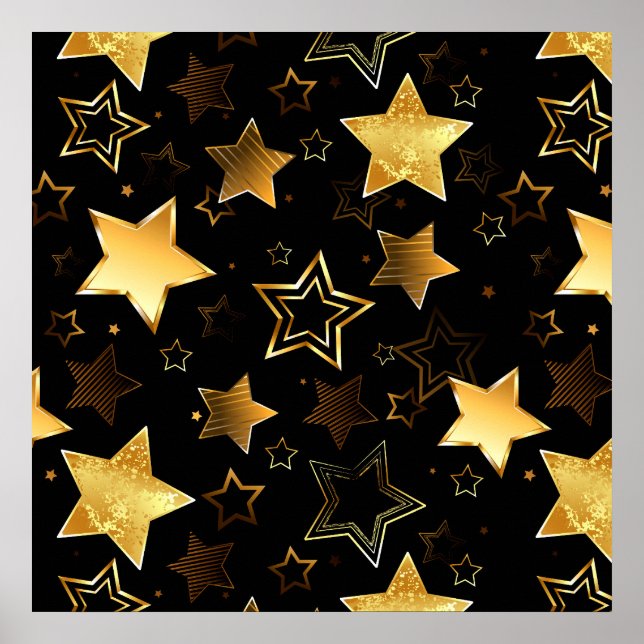 Poster Padrão contínuo com estrelas douradas (Frente)