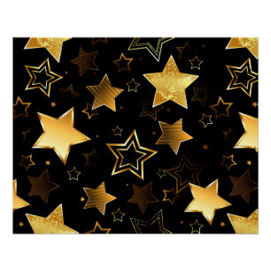 Póster Padrão contínuo com estrelas douradas