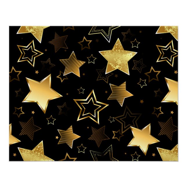 Póster Padrão contínuo com Estrelas Douradas (Frente)