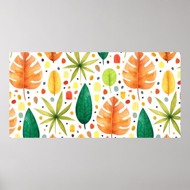 Poster Padrão contínuo com plantas tropicais decorativas. (Frente)