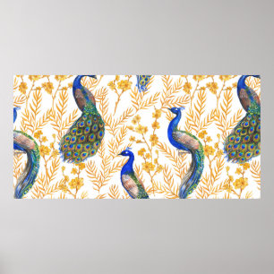 Poster Padrão contínuo de aquarela desenhado à mão com ch