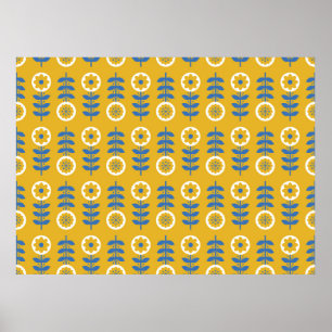 Poster Padrão contínuo de flores estilizadas. Estilo esca
