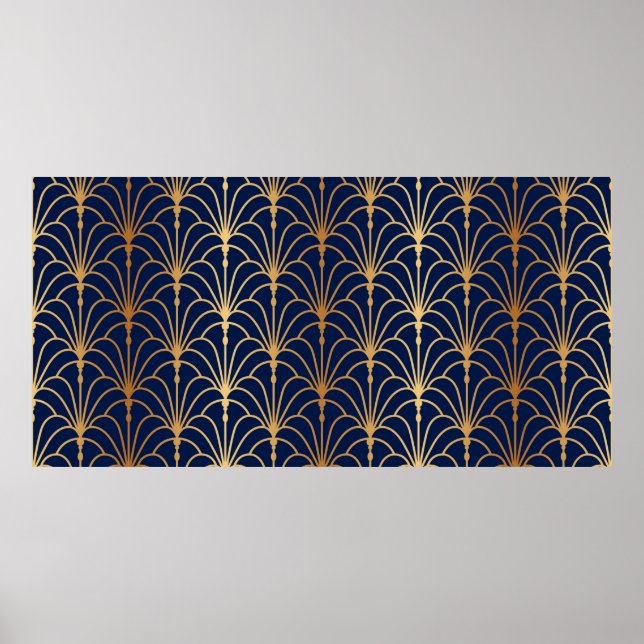 Poster Padrão contínuo de leque. Estilo chinês, japonês.  (Frente)