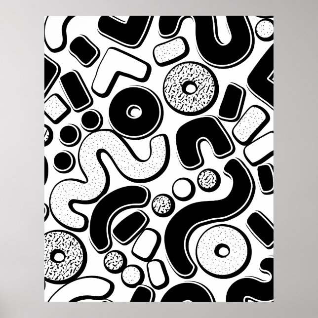 Poster Padrão contínuo de Memphis, design minimalista pre (Frente)