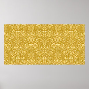 Poster Padrão contínuo do Damask repetindo o plano de f