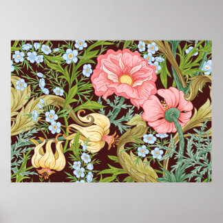 Poster Padrão contínuo floral, fundo com em arte nenhum