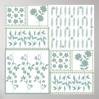 Poster Padrão contínuo floral repetitivo texturizado