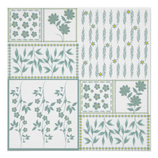 Póster Padrão contínuo floral repetitivo texturizado
