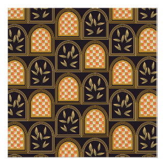 Póster Padrão contínuo geométrico floral art déco de luxo