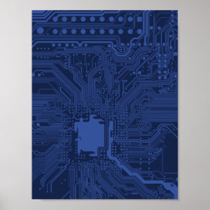 Poster Padrão da placa-mãe do Geek azul