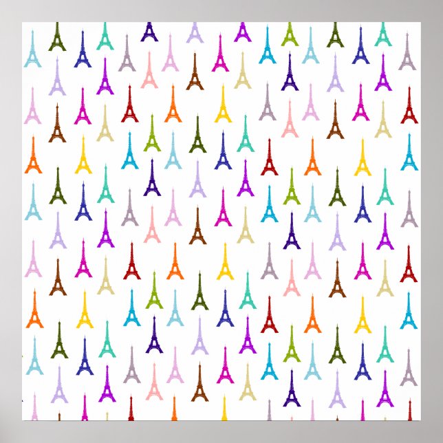 Poster Padrão da Torre Rainbow Paris Eiffel (Frente)