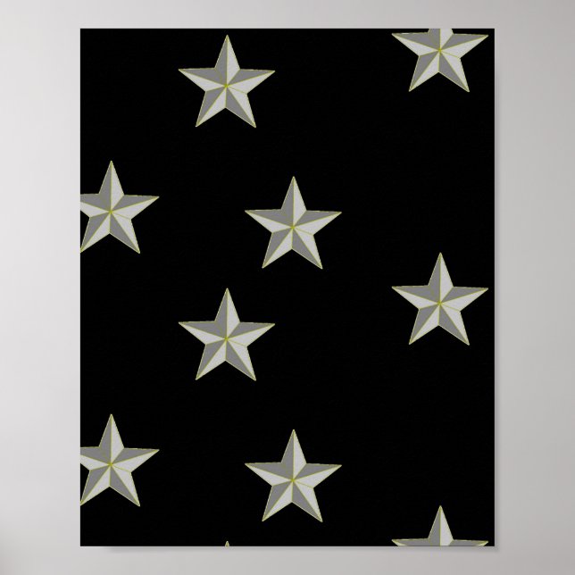 Poster padrão das estrelas da cinza em preto (Frente)