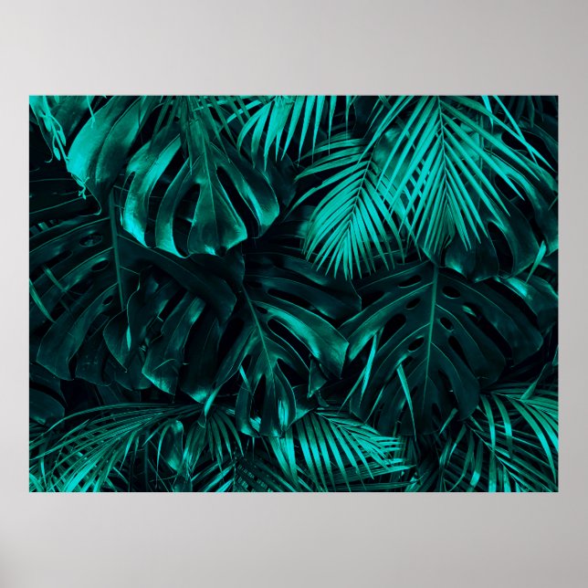 Poster Padrão das folhas tropicais (Frente)