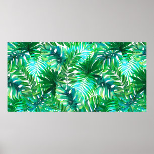 Poster Padrão das folhas tropicais aquáticas