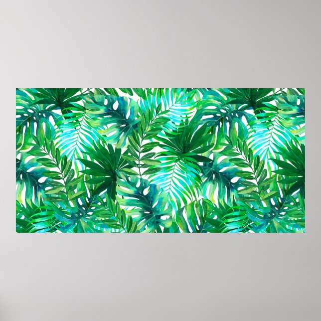 Poster Padrão das folhas tropicais aquáticas (Frente)