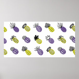 Poster Padrão de abacaxi sem costura