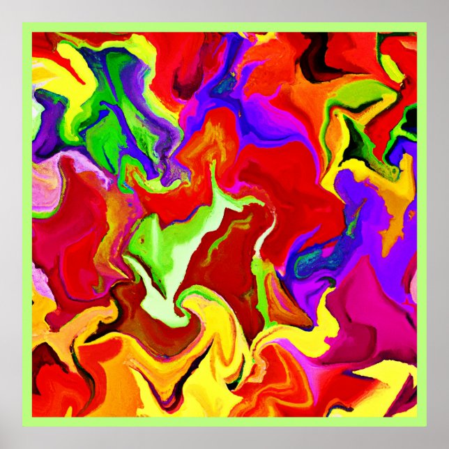 Poster Padrão de Abstrações Vivas Coloridas (Frente)