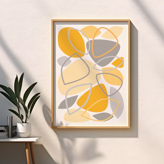 Poster Padrão de Abstrato Amarelo da Cinza Moderna (Criador carregado)