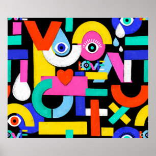 Poster Padrão de abstrato colorida com dentro de amor de