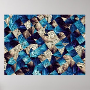 Poster Padrão de abstrato de arte digital. imagem azul ab