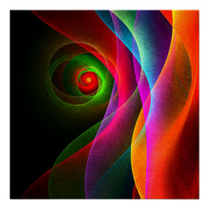 Póster Padrão de Abstrato de Arte Vermelho Verde Laranja