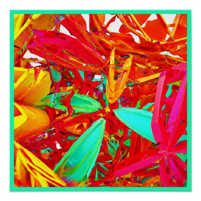 Póster Padrão de Abstrato de Cores Vibrantes (Frente)