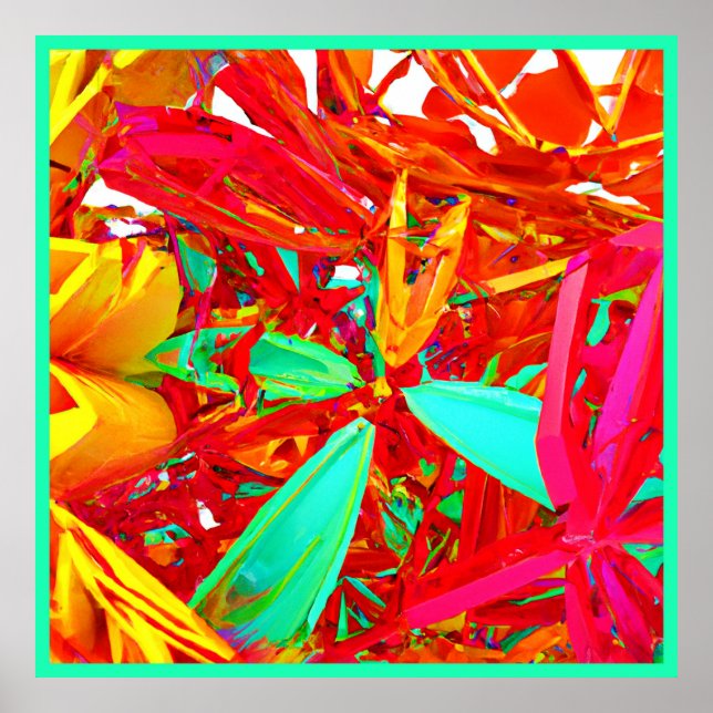 Poster Padrão de Abstrato de Cores Vibrantes (Frente)